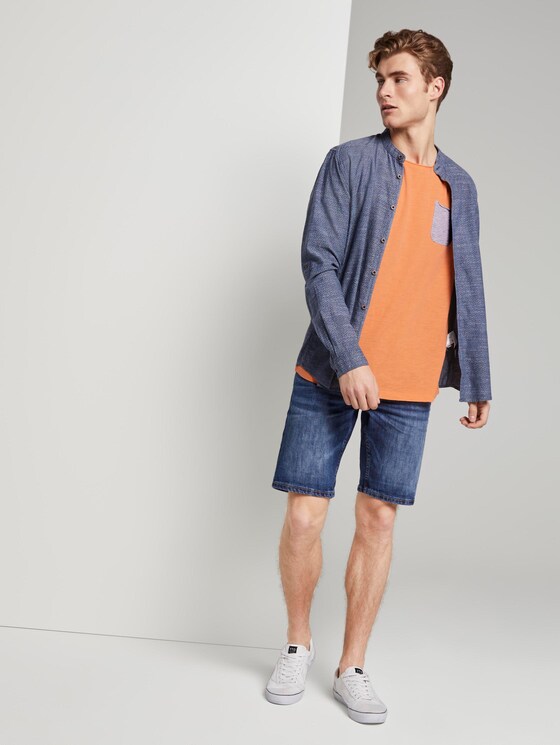 T-Shirt mit gestreifter Tasche - Männer - summer peach orange T-Shirt mit gestreifter Tasche - Männer - summer peach orange - 3 - TOM TAILOR Denim