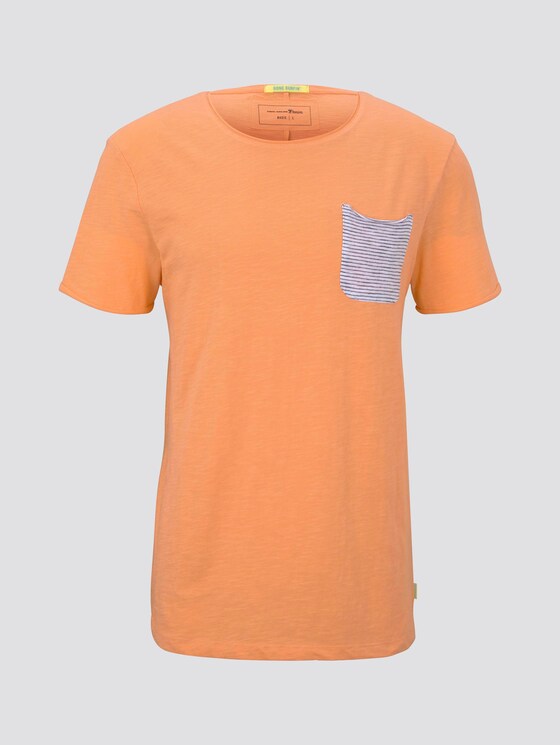 T-Shirt mit gestreifter Tasche - Männer - summer peach orange T-Shirt mit gestreifter Tasche - Männer - summer peach orange - 7 - TOM TAILOR Denim