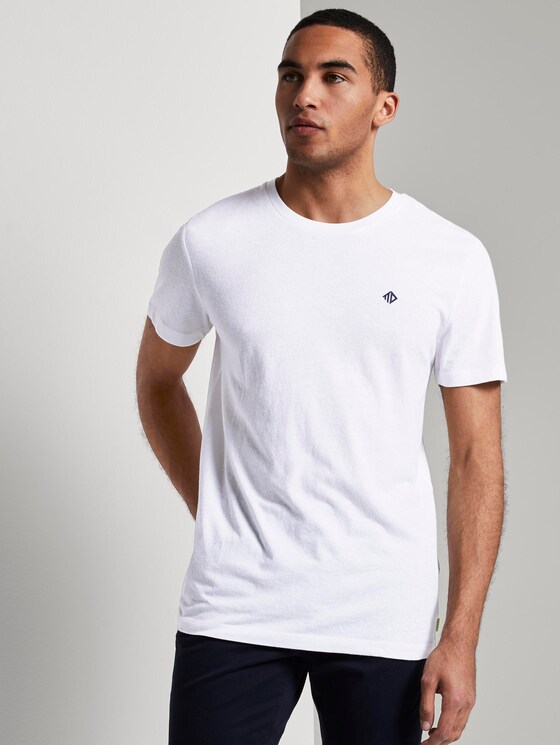 T-shirt in melange fabric - Men - White T-shirt in melange fabric - Men - White - 5 - TOM TAILOR Denim