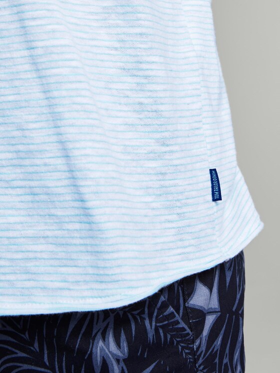 Striped T-shirt - Men - soft sky blue yarn dye stripe Striped T-shirt - Men - soft sky blue yarn dye stripe - 10 - TOM TAILOR Denim