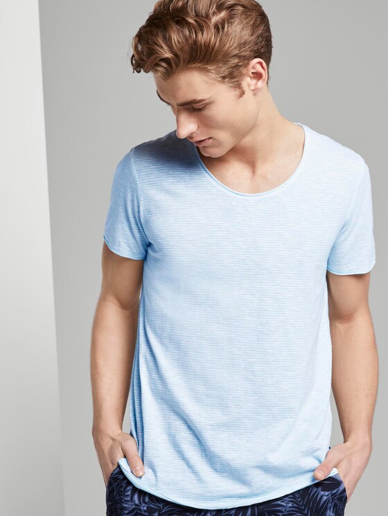 Striped T-shirt - Men - soft sky blue yarn dye stripe Striped T-shirt - Men - soft sky blue yarn dye stripe - 5 - TOM TAILOR Denim
