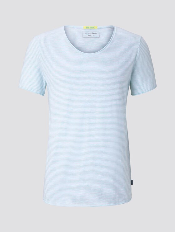 Striped T-shirt - Men - soft sky blue yarn dye stripe Striped T-shirt - Men - soft sky blue yarn dye stripe - 7 - TOM TAILOR Denim