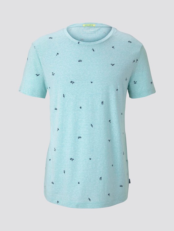 Gemustertes T-Shirt - Männer - soft blue small surfer print Gemustertes T-Shirt - Männer - soft blue small surfer print - 7 - TOM TAILOR Denim