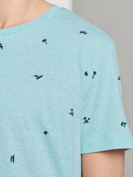 Gemustertes T-Shirt - Männer - soft blue small surfer print Gemustertes T-Shirt - Männer - soft blue small surfer print - 9 - TOM TAILOR Denim