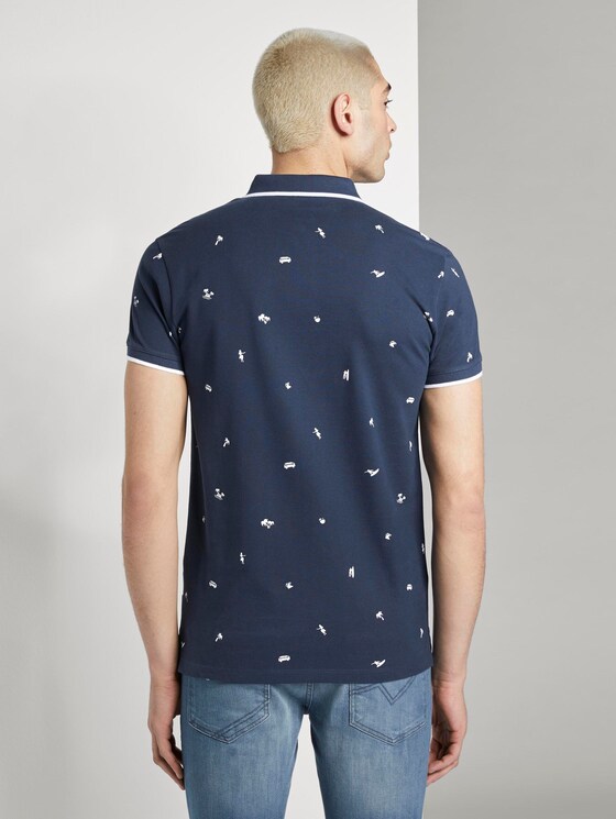 Patterned polo shirt - Men - navy white small surfer print Patterned polo shirt - Men - navy white small surfer print - 2 - TOM TAILOR Denim