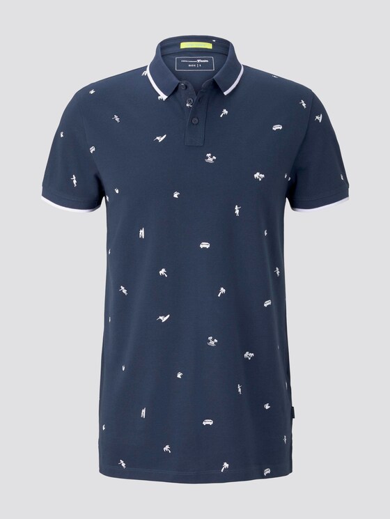 Patterned polo shirt - Men - navy white small surfer print Patterned polo shirt - Men - navy white small surfer print - 7 - TOM TAILOR Denim