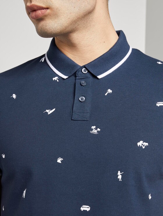 Patterned polo shirt - Men - navy white small surfer print Patterned polo shirt - Men - navy white small surfer print - 9 - TOM TAILOR Denim