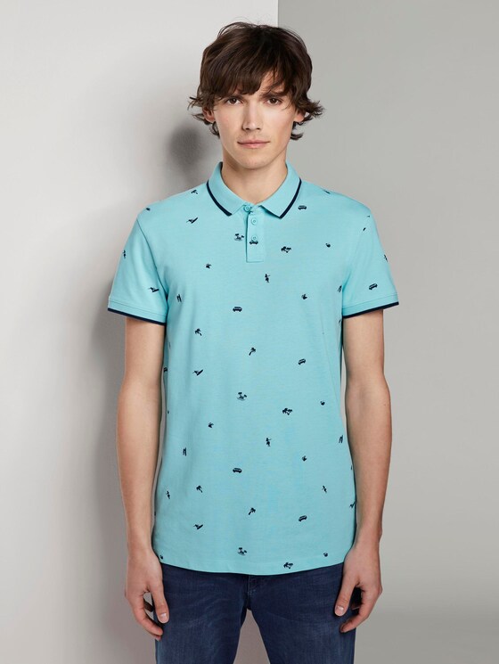 Gemustertes Poloshirt - Männer - blue navy small surfer print Gemustertes Poloshirt - Männer - blue navy small surfer print - 1 - TOM TAILOR Denim