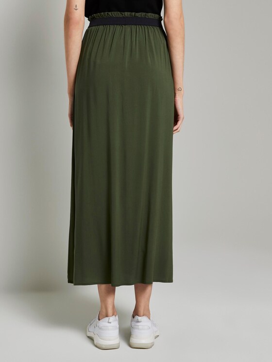 Ausgestellter Maxirock mit elastischem Bund - Frauen - Dusty Rifle Green Ausgestellter Maxirock mit elastischem Bund - Frauen - Dusty Rifle Green - 2 - TOM TAILOR Denim