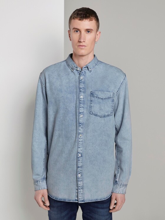 Lockeres Jeanshemd - Männer - Heavy Bleached Blue Denim Lockeres Jeanshemd - Männer - Heavy Bleached Blue Denim - 1 - TOM TAILOR Denim