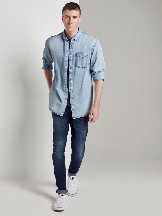 Lockeres Jeanshemd - Männer - Heavy Bleached Blue Denim Lockeres Jeanshemd - Männer - Heavy Bleached Blue Denim - 3 - TOM TAILOR Denim