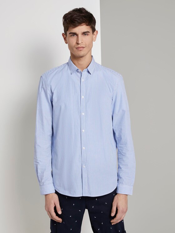 Popeline-Hemd mit Musterung - Männer - bright blue small stripe Popeline-Hemd mit Musterung - Männer - bright blue small stripe - 1 - TOM TAILOR Denim