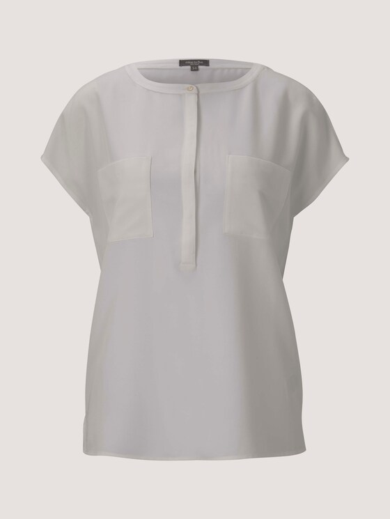 Kurzarm-Bluse mit Brusttaschen - Frauen - Whisper White Kurzarm-Bluse mit Brusttaschen - Frauen - Whisper White - 7 - Mine to five
