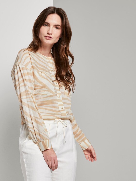 Fließende Bluse mit Zebra-Print - Frauen - ecru zebra design Fließende Bluse mit Zebra-Print - Frauen - ecru zebra design - 5 - Mine to five