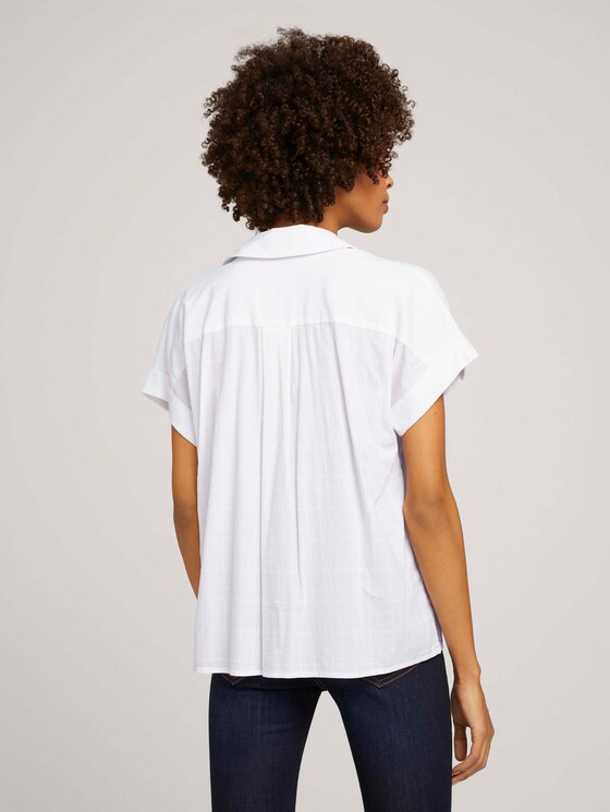 Strukturierte Kurzarm-Bluse im Oversized-Fit - Frauen - White Strukturierte Kurzarm-Bluse im Oversized-Fit - Frauen - White - 2 - Mine to five