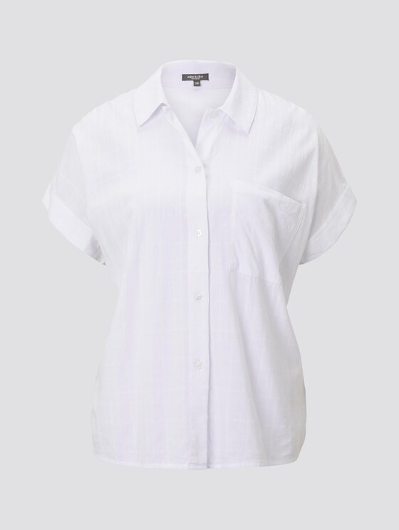 Strukturierte Kurzarm-Bluse im Oversized-Fit - Frauen - White Strukturierte Kurzarm-Bluse im Oversized-Fit - Frauen - White - 7 - Mine to five