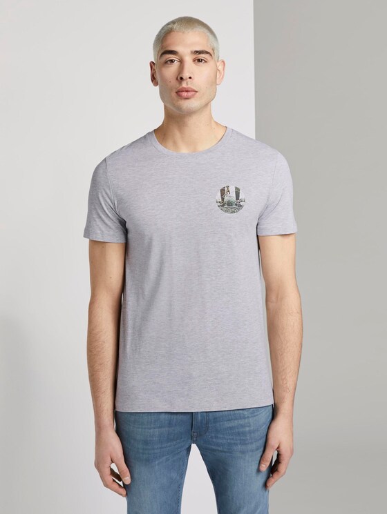 T-Shirt mit Fußball-Prints - Männer - Light Stone Grey Melange T-Shirt mit Fußball-Prints - Männer - Light Stone Grey Melange - 1 - TOM TAILOR Denim