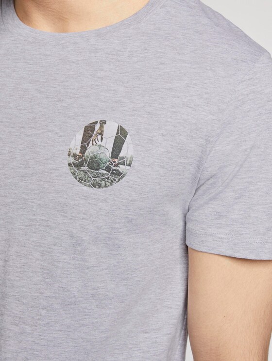 T-Shirt mit Fußball-Prints - Männer - Light Stone Grey Melange T-Shirt mit Fußball-Prints - Männer - Light Stone Grey Melange - 10 - TOM TAILOR Denim
