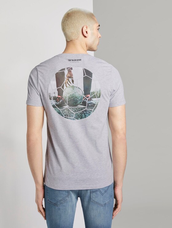 T-Shirt mit Fußball-Prints - Männer - Light Stone Grey Melange T-Shirt mit Fußball-Prints - Männer - Light Stone Grey Melange - 2 - TOM TAILOR Denim