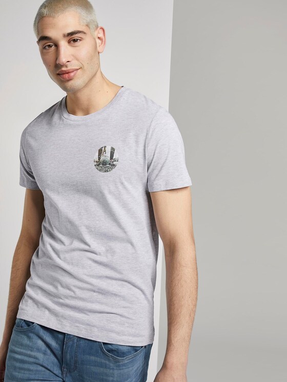 T-Shirt mit Fußball-Prints - Männer - Light Stone Grey Melange T-Shirt mit Fußball-Prints - Männer - Light Stone Grey Melange - 5 - TOM TAILOR Denim