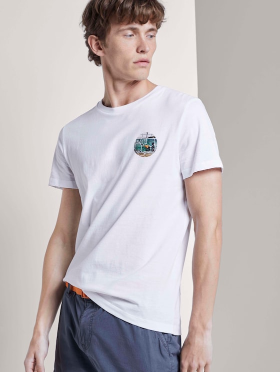 T-Shirt mit Fußball-Prints - Männer - White T-Shirt mit Fußball-Prints - Männer - White - 5 - TOM TAILOR Denim