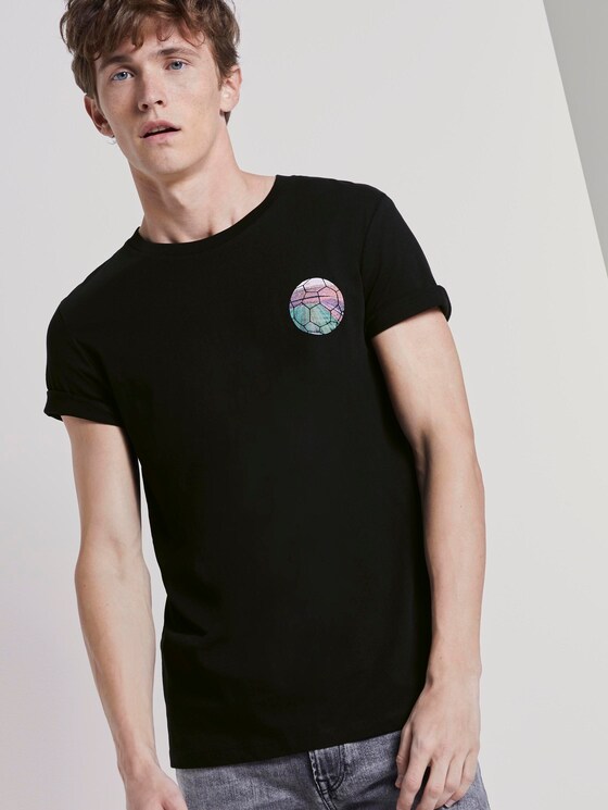 T-Shirt mit Fußball-Prints - Männer - Black T-Shirt mit Fußball-Prints - Männer - Black - 5 - TOM TAILOR Denim