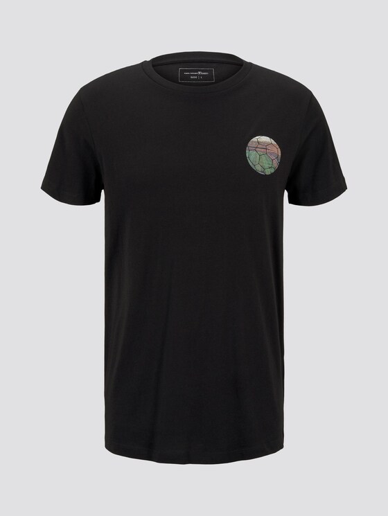 T-Shirt mit Fußball-Prints - Männer - Black T-Shirt mit Fußball-Prints - Männer - Black - 7 - TOM TAILOR Denim