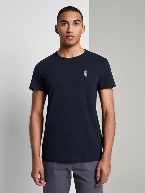 T-Shirt mit kleiner Sportsocken-Stickerei - Männer - Sky Captain Blue T-Shirt mit kleiner Sportsocken-Stickerei - Männer - Sky Captain Blue - 1 - TOM TAILOR Denim