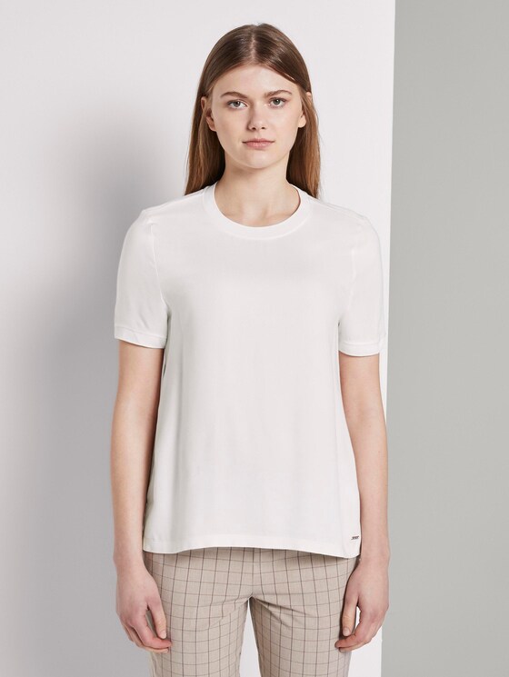 T-Shirt im Materialmix - Frauen - Off White T-Shirt im Materialmix - Frauen - Off White - 1 - TOM TAILOR Denim