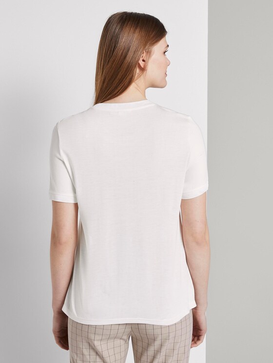 T-Shirt im Materialmix - Frauen - Off White T-Shirt im Materialmix - Frauen - Off White - 2 - TOM TAILOR Denim