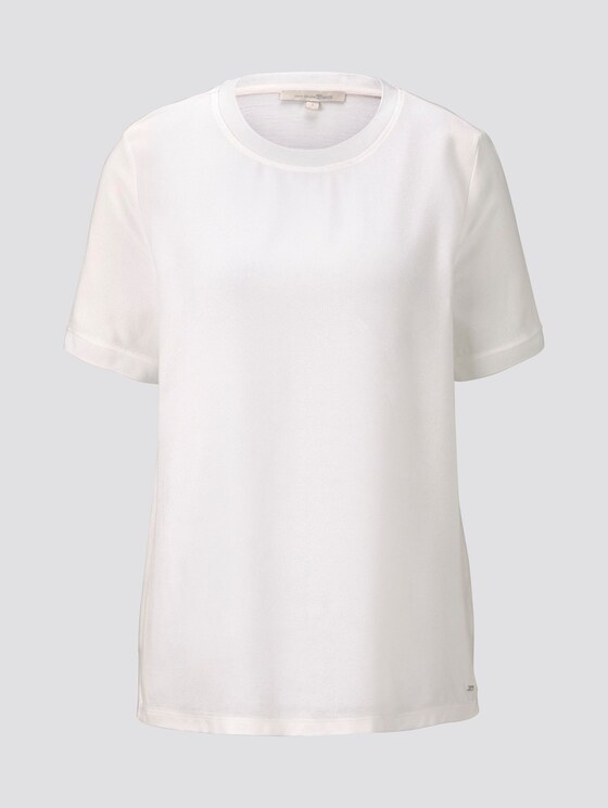 T-Shirt im Materialmix - Frauen - Off White T-Shirt im Materialmix - Frauen - Off White - 7 - TOM TAILOR Denim
