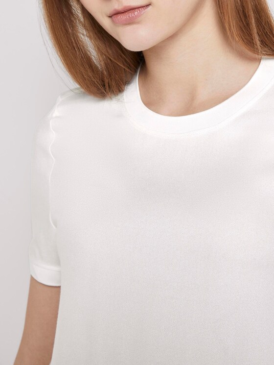 T-Shirt im Materialmix - Frauen - Off White T-Shirt im Materialmix - Frauen - Off White - 9 - TOM TAILOR Denim
