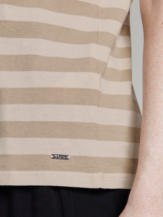 Gestreiftes T-Shirt mit Bio-Baumwolle - Frauen - beige white stripe Gestreiftes T-Shirt mit Bio-Baumwolle - Frauen - beige white stripe - 10 - TOM TAILOR Denim