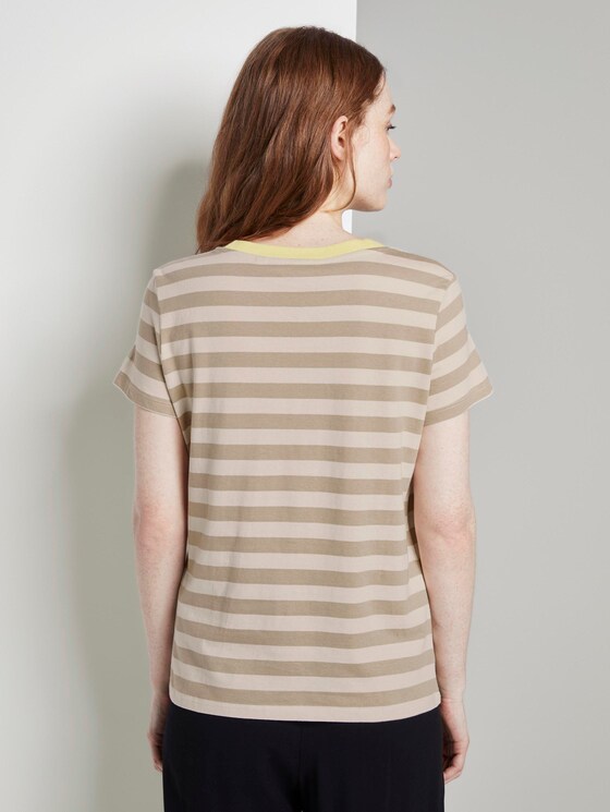 Gestreiftes T-Shirt mit Bio-Baumwolle - Frauen - beige white stripe Gestreiftes T-Shirt mit Bio-Baumwolle - Frauen - beige white stripe - 2 - TOM TAILOR Denim