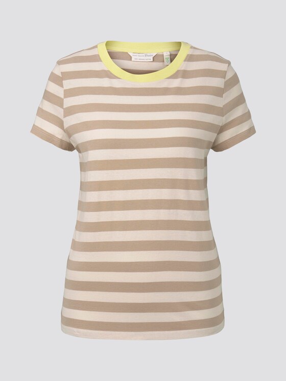 Gestreiftes T-Shirt mit Bio-Baumwolle - Frauen - beige white stripe Gestreiftes T-Shirt mit Bio-Baumwolle - Frauen - beige white stripe - 7 - TOM TAILOR Denim