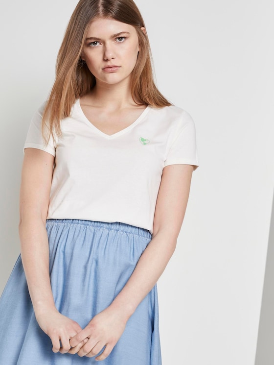 T-Shirt mit Bio-Baumwolle - Frauen - Gardenia White T-Shirt mit Bio-Baumwolle - Frauen - Gardenia White - 5 - TOM TAILOR Denim