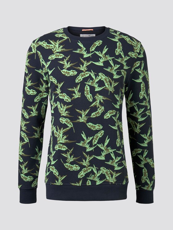 Sweatshirt mit tropischem Print - Männer - navy green leaf plant print Sweatshirt mit tropischem Print - Männer - navy green leaf plant print - 7 - TOM TAILOR Denim