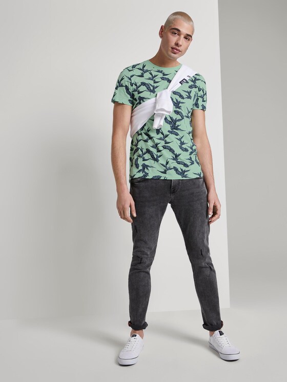 T-Shirt mit Alloverprint - Männer - mint navy leaf plant print T-Shirt mit Alloverprint - Männer - mint navy leaf plant print - 3 - TOM TAILOR Denim
