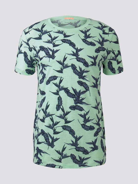 T-Shirt mit Alloverprint - Männer - mint navy leaf plant print T-Shirt mit Alloverprint - Männer - mint navy leaf plant print - 7 - TOM TAILOR Denim