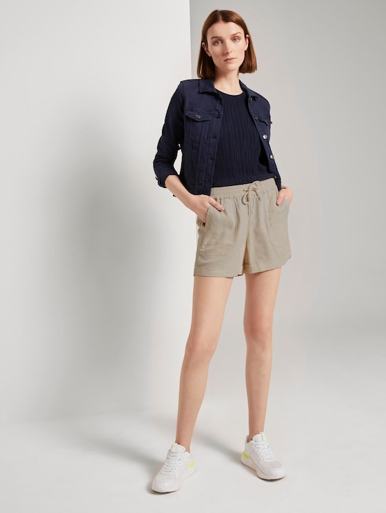 Relaxed Shorts mit elastischem Bund - Frauen - soft creme beige Relaxed Shorts mit elastischem Bund - Frauen - soft creme beige - 3 - TOM TAILOR Denim