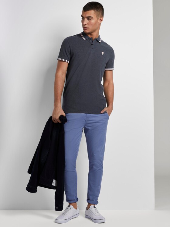 Poloshirt mit Stickerei in Melange-Optik - Männer - Sky Captain Blue Non-Solid Poloshirt mit Stickerei in Melange-Optik - Männer - Sky Captain Blue Non-Solid - 3 - TOM TAILOR Denim