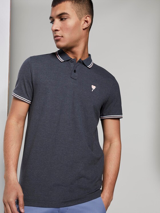 Poloshirt mit Stickerei in Melange-Optik - Männer - Sky Captain Blue Non-Solid Poloshirt mit Stickerei in Melange-Optik - Männer - Sky Captain Blue Non-Solid - 5 - TOM TAILOR Denim