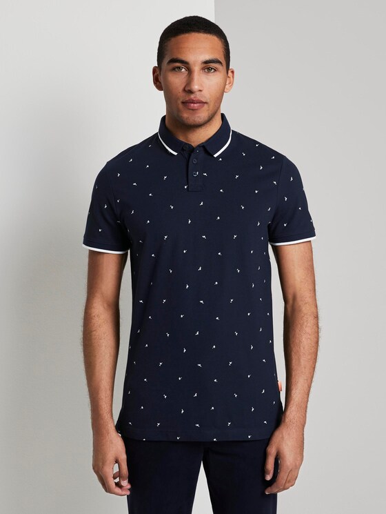 Poloshirt mit Allover-Print - Männer - navy mini vacation print Poloshirt mit Allover-Print - Männer - navy mini vacation print - 1 - TOM TAILOR Denim