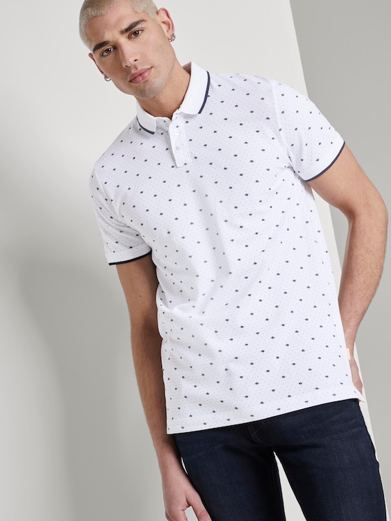 Poloshirt mit Allover-Print - Männer - white mini palm leaf dot print Poloshirt mit Allover-Print - Männer - white mini palm leaf dot print - 5 - TOM TAILOR Denim
