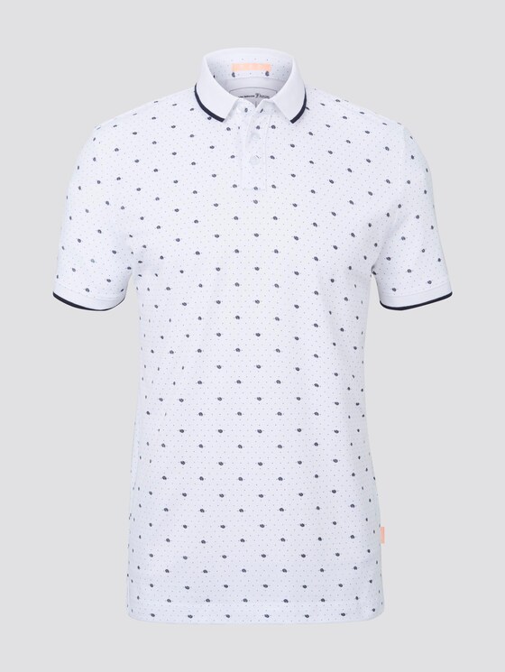 Poloshirt mit Allover-Print - Männer - white mini palm leaf dot print Poloshirt mit Allover-Print - Männer - white mini palm leaf dot print - 7 - TOM TAILOR Denim