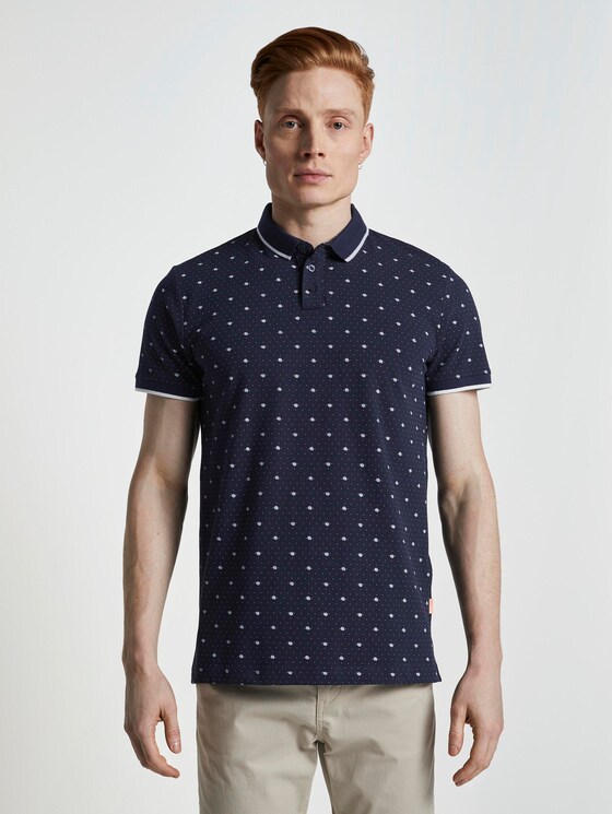 Poloshirt mit Allover-Print - Männer - navy mini palm leaf dot print Poloshirt mit Allover-Print - Männer - navy mini palm leaf dot print - 1 - TOM TAILOR Denim