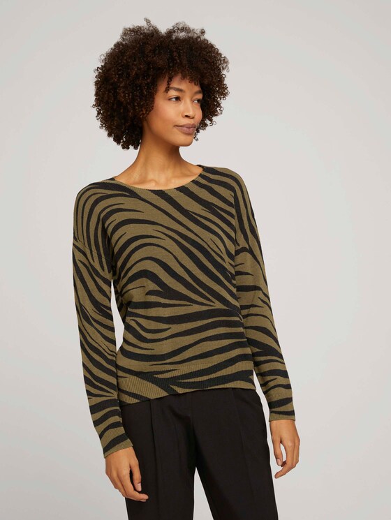 Pullover im Zebra-Muster - Frauen - olive zebra design Pullover im Zebra-Muster - Frauen - olive zebra design - 1 - Mine to five