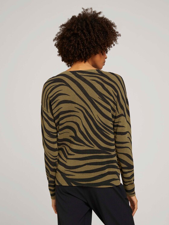 Pullover im Zebra-Muster - Frauen - olive zebra design Pullover im Zebra-Muster - Frauen - olive zebra design - 2 - Mine to five