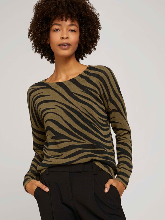 Pullover im Zebra-Muster - Frauen - olive zebra design Pullover im Zebra-Muster - Frauen - olive zebra design - 5 - Mine to five
