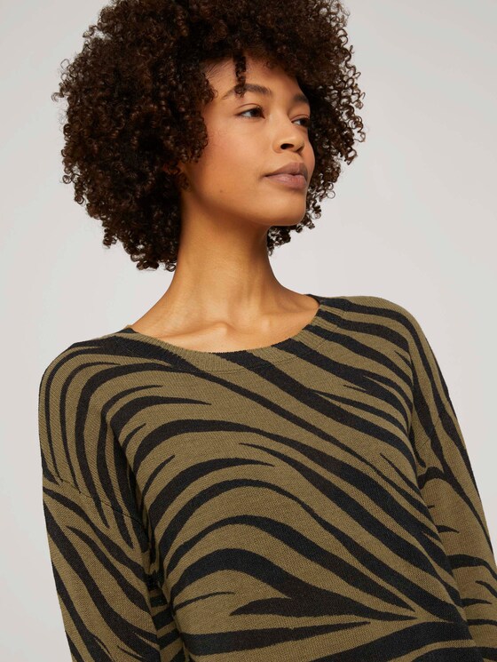 Pullover im Zebra-Muster - Frauen - olive zebra design Pullover im Zebra-Muster - Frauen - olive zebra design - 9 - Mine to five